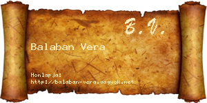 Balaban Vera névjegykártya